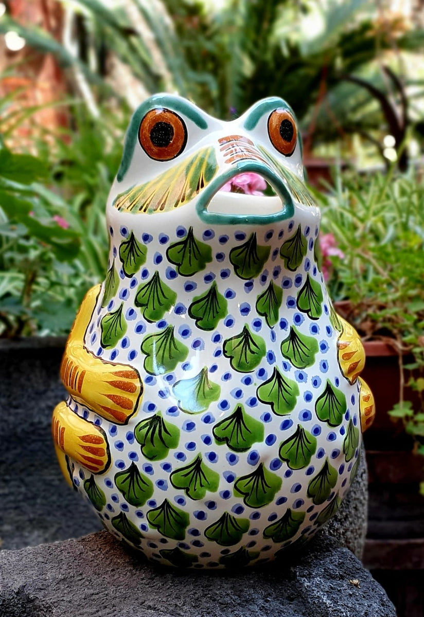 Mexican Water Frog Pitcher 50 Oz Multicolors ceramic hand made