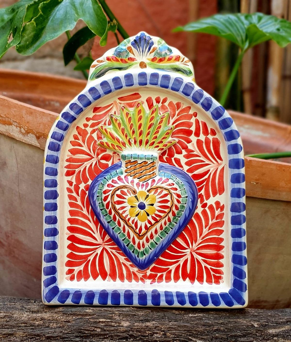 Decorative Sacred Heart Altarpiece 8.9" Height MultiColors