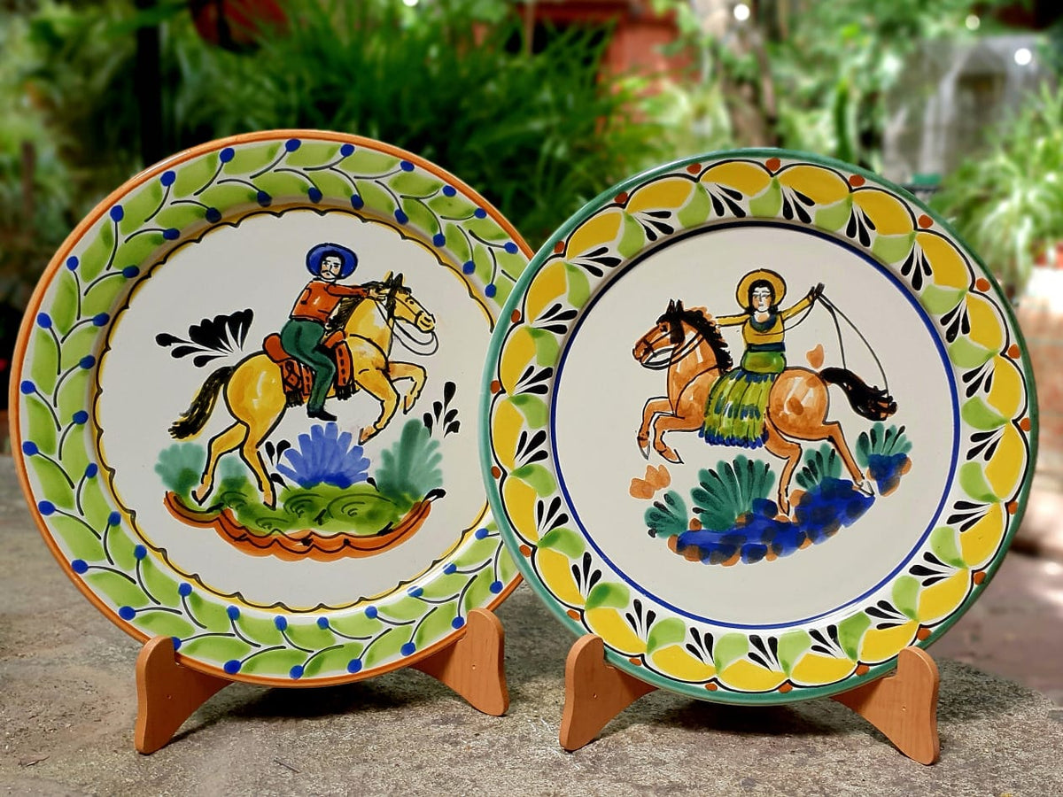 Juego de platos de vaquero y vaquera de 2 piezas MultiColors