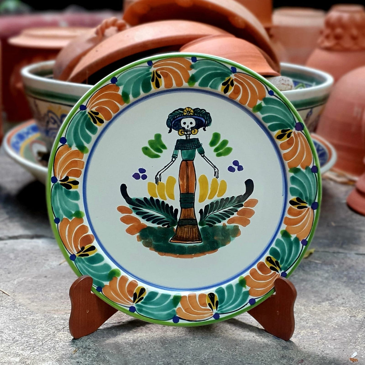 Mexican plates Catrina skeleton by Gorky Gonzalez Mexican Culture