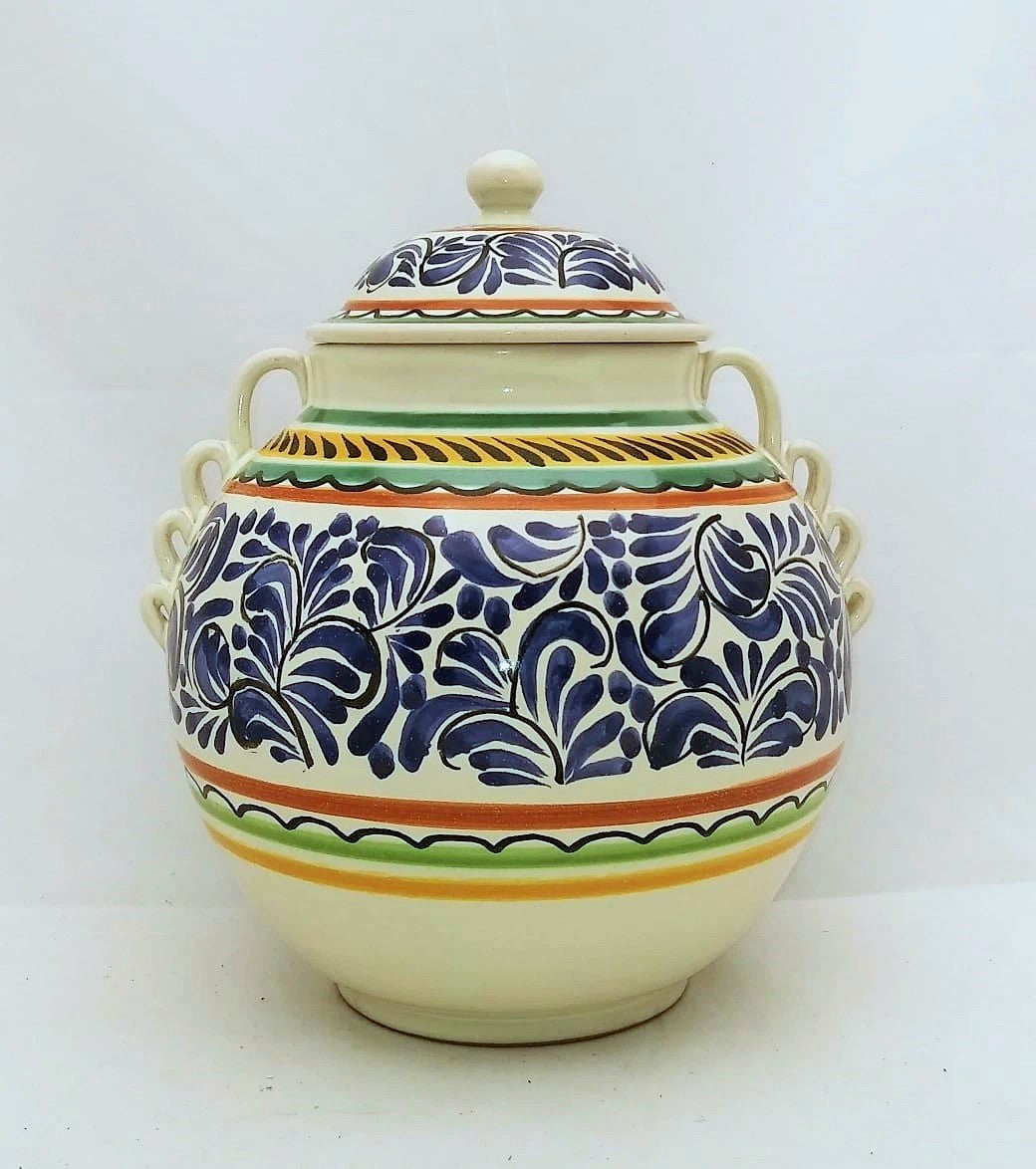 Decorative Vase w/Lid 9" H Multi-colors