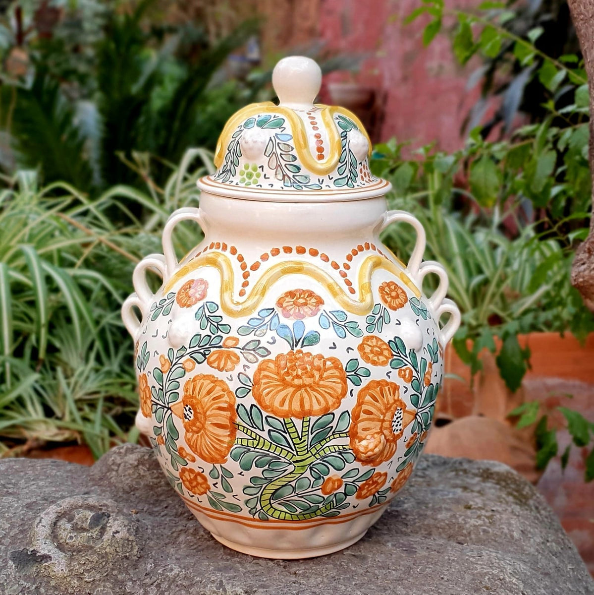 Mexican Decorative Pottery Vase w/Strawberries by Gorky Ceramic