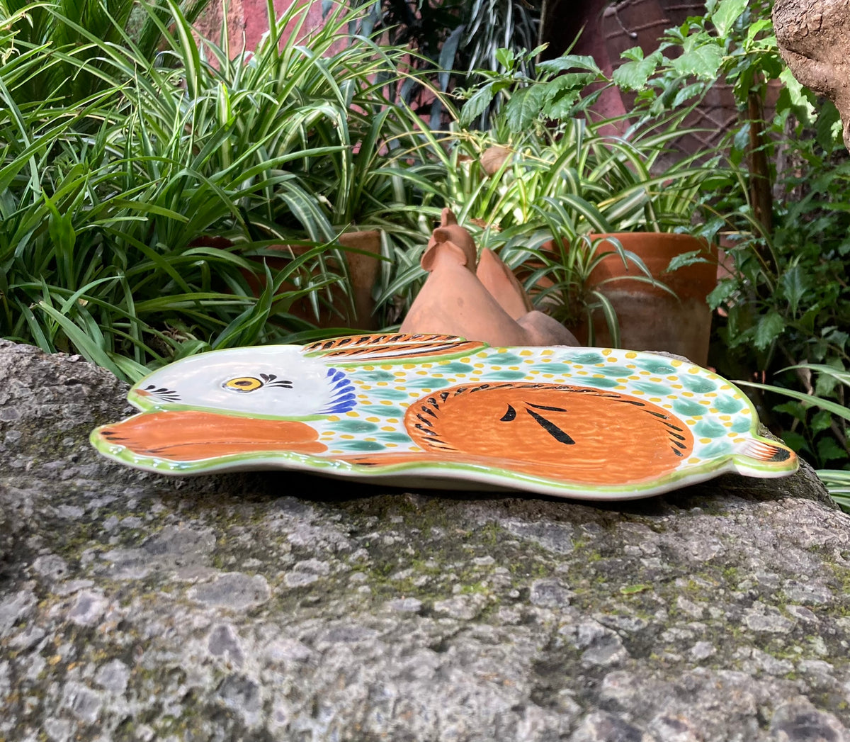 Mexican Pottery Rabbit Dish Plate handcrafts ceramic mexico