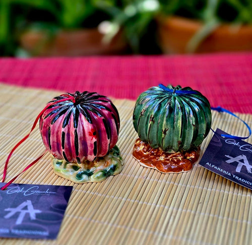 Ornament Round Cactus Figures 3D Set of 2 - 2 in H - Purple