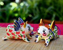 Ornament 3D Pig with wings Set of 2 MultiColor