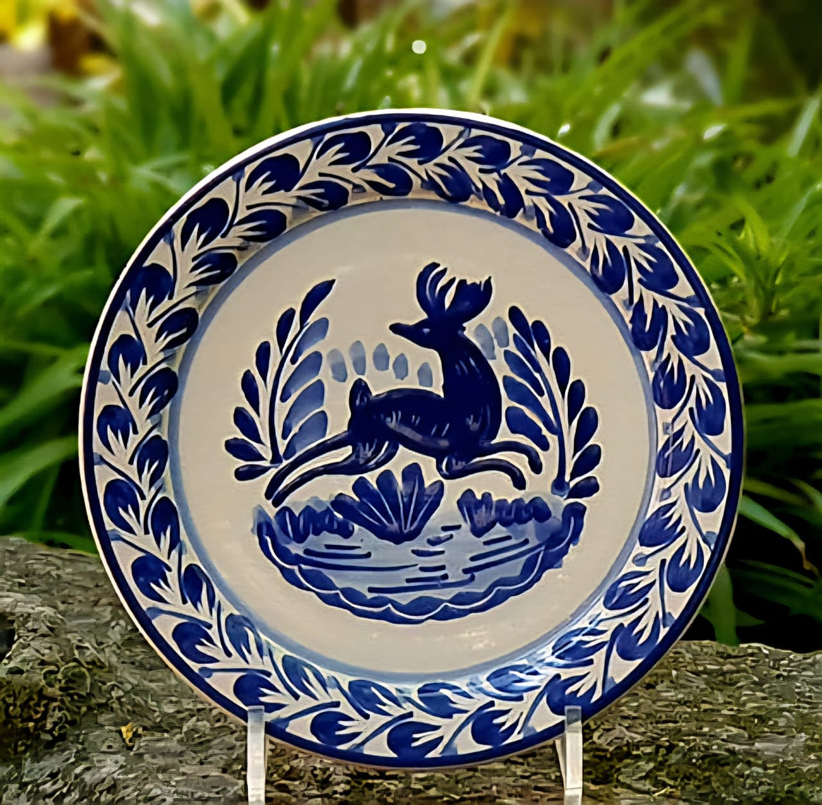 Deer Plates Blue and White