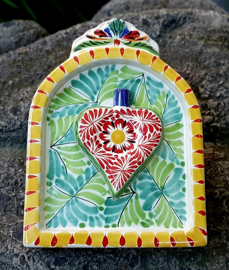 Decorative Sacred Heart Altarpiece 8.9" Height MultiColors