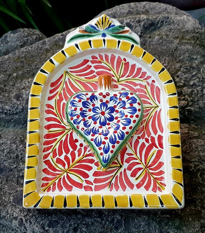 Decorative Sacred Heart Altarpiece 8.9" Height MultiColors