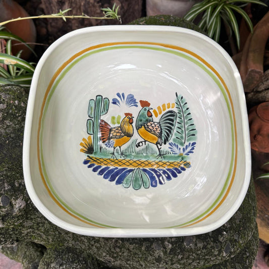 Rooster Square Salad Bowl 10*10" Multicolors