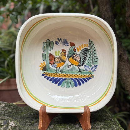Rooster Square Salad Bowl 10*10" Multicolors