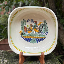 Rooster Quadratische Salatschüssel 10*10" Grün-Gelb-Terrakota-Farben 