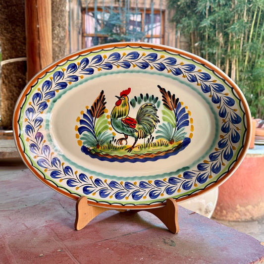 Rooster Decorative / Serving Oval Platter MultiColors