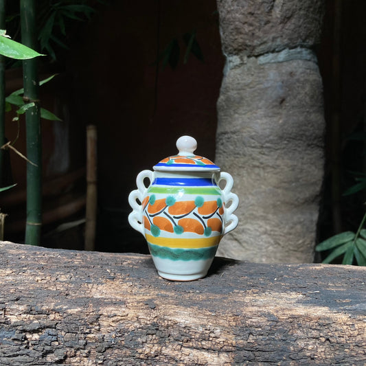 Spice Container 3 Handles 2.6 X 4.3"" Terracota-Blue