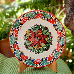 Poinsettia Plates Set of 2 christmas colors