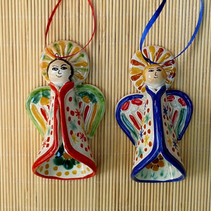 Ornament Large Angel 3D figure 4.9" H Set of 2 MultiColors