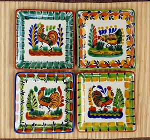 Animals Bread Square Plate / Tapa Plate 5*5" Set of 4 MultiColorsBread PlateGorky Gonzalez Store231019 - 01