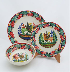 Bird Dish Set (3 pieces) Green - Red Colors (One Service)Dish SetGorky Gonzalez Store19032006