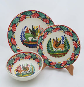 Bird Dish Set (3 pieces) Green - Red Colors (One Service)Dish SetGorky Gonzalez Store19032006