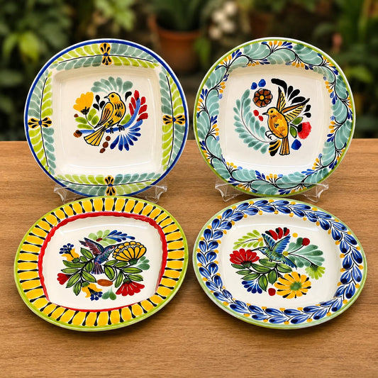 Bird HummingBird & Canaries Bread Wave Plate 6.7" D MultiColors - Set of 4 Pieces
