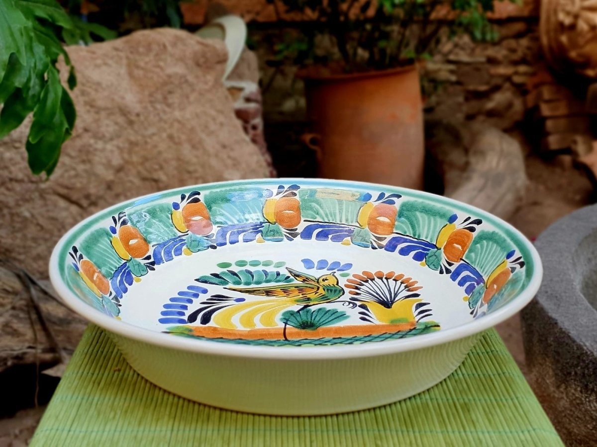 Mexican Ceramicsc Bird Serving / Decorative Deep Round Platters ...