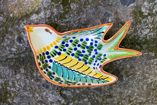 Bird Small Swallow Dish 6.1 X 4.1" Green - YellowSnack DishGorky Gonzalez Store19061704