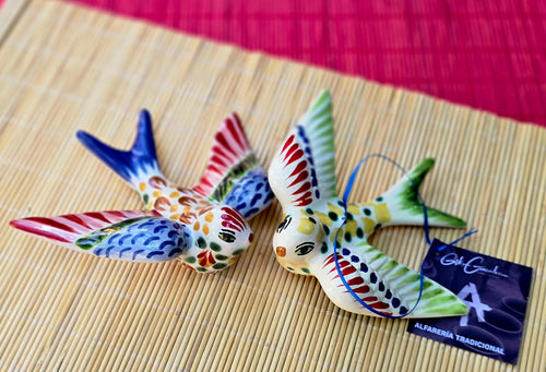 Ornament 3D Swallow Figure Set of 2 MultiColor