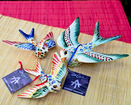 Ornament 3D Swallow Figure Set of 3 sizes MultiColor