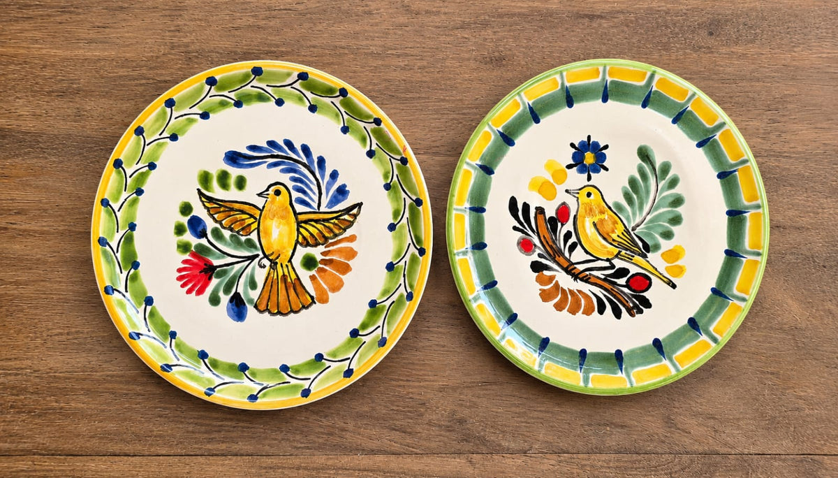 Bird Canarie Bread Plate / Tapa Plate 6.3" D MultiColors - Set of 2
