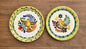 Bird Canarie Bread Plate / Tapa Plate 6.3" D MultiColors - Set of 2