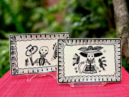 Catrina Catrin Wave Rectangular Tray 7.9 X 5.3" Set of 2 Black and WhiteTrayGorky Gonzalez Store240906 - 04