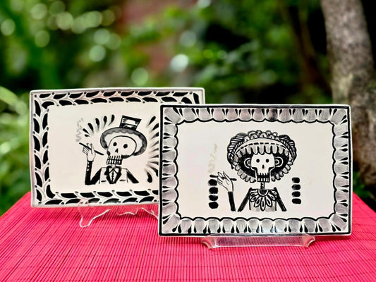 Catrina Catrin Wave Rectangular Tray 7.9 X 5.3" Set of 2 Black and WhiteTrayGorky Gonzalez Store240906 - 05