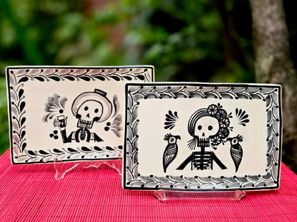 Catrina Catrin Wave Rectangular Tray 7.9 X 5.3" Set of 2 Black and WhiteTrayGorky Gonzalez Store240906 - 06