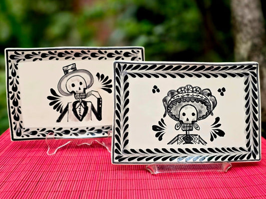 Catrina Catrin Wave Rectangular Tray 7.9 X 5.3" Set of 2 Black and WhiteTrayGorky Gonzalez Store240906 - 07