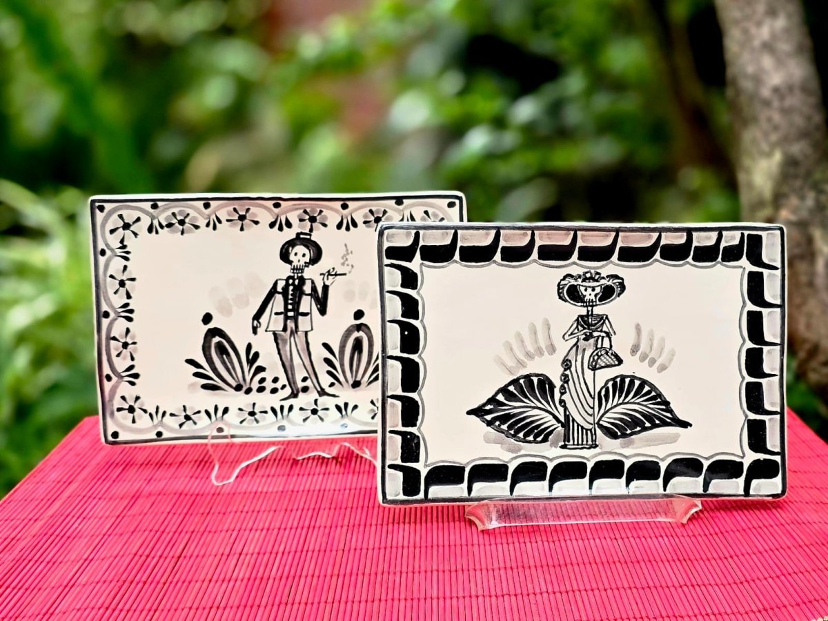 Catrina Catrin Wave Rectangular Tray 7.9 X 5.3" Set of 2 Black and WhiteTrayGorky Gonzalez Store240906 - 08