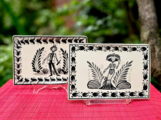 Catrina Catrin Wave Rectangular Tray 7.9 X 5.3" Set of 2 Black and WhiteTrayGorky Gonzalez Store240906 - 09