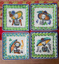 Catrina Bread Square Plate / Tapa Plate 5*5" Set of 4 MultiColors - A
