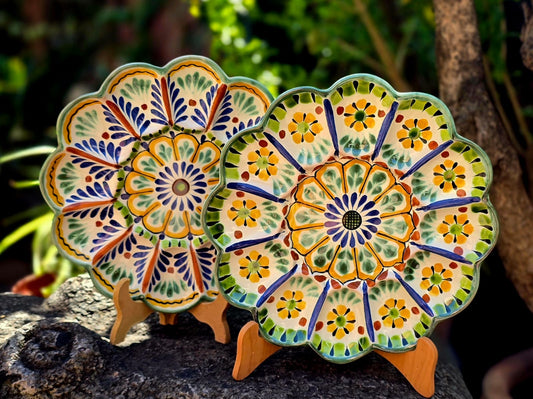 Deviled Eggs / Snack Plate Flower Shape 10" D Set of 2 Pieces MultiColors