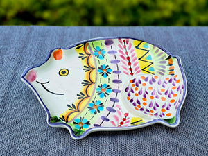 Pig Snack Dish 9.1 x 6.7 inches - Happy Borders MultiColors