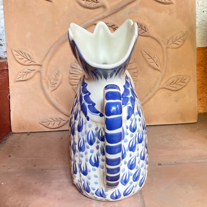 Rooster Water Pitcher 10" Height 54 Oz Blue and White - A