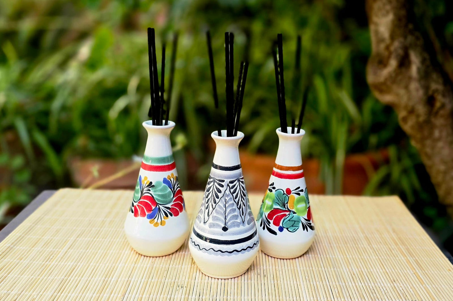 Mini-Blumenvase, 10 cm hoch, Grün-Gelb 