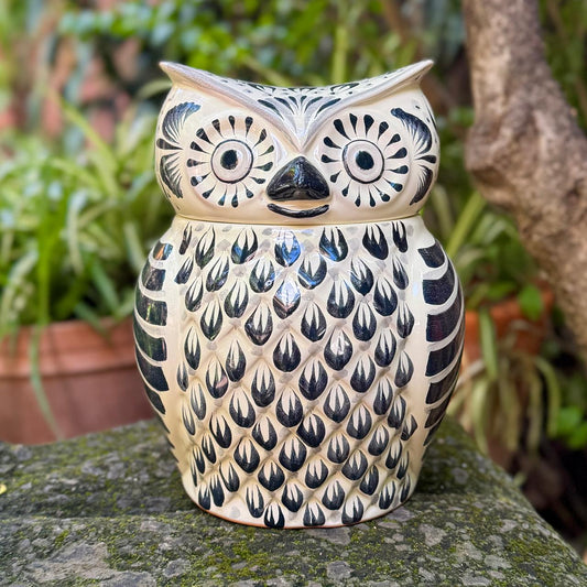 Owl Cookie Jar 9.1" Height Black & White