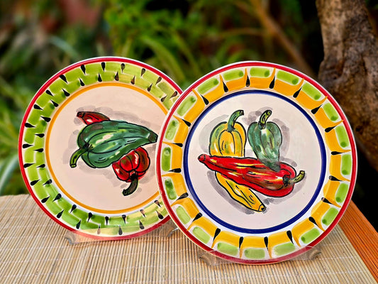 Chiles and Peppers Plate Set of 2 pieces MultiColors