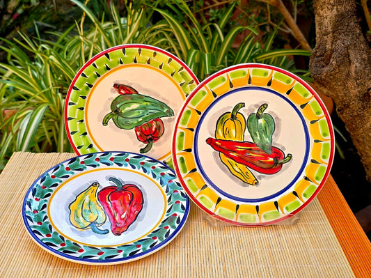 Chiles and Peppers Plate Set of 3 Pieces MultiColors