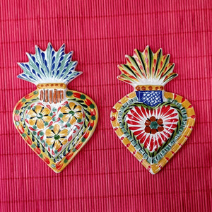 Ornament Sacred Heart Flat Set of 2 MultiColors