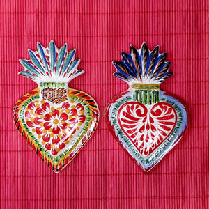 Ornament Sacred Heart Flat Set of 2 MultiColors