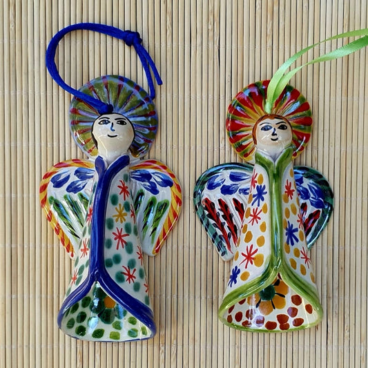 Ornament Large Angel 3D figure 4.9" H Set of 2 MultiColors