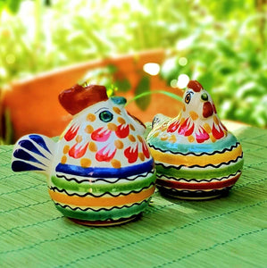 Ornament Rooster and Hen SET 3D Figure MultiColors