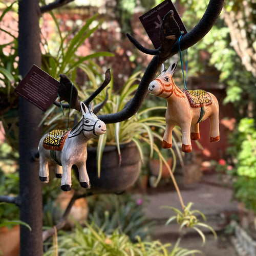 Ornament Donkey Set of 2 Multicolors