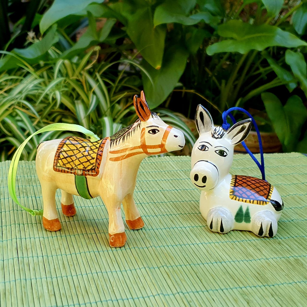 Ornament Donkey 3D figure Set of 2 MultiColors
