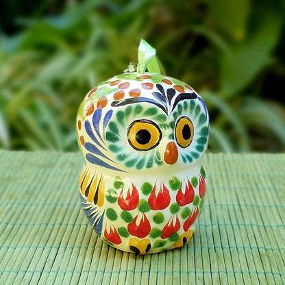 Ornament Owl Round 3D figure 2.8 in H Set of 2 MultiColors